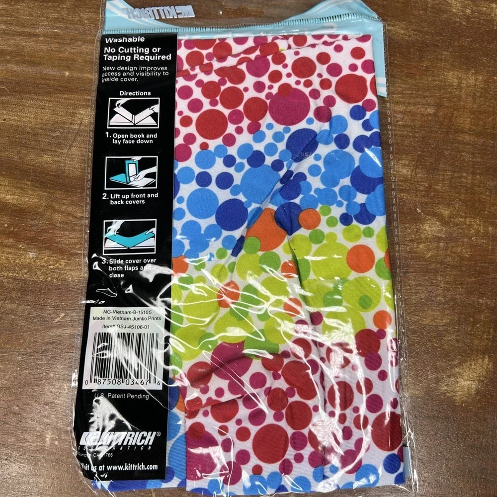 KITTRICH - Stretchable Fabric Book Covers Jumbo Size - 8'x10' or larger Dots